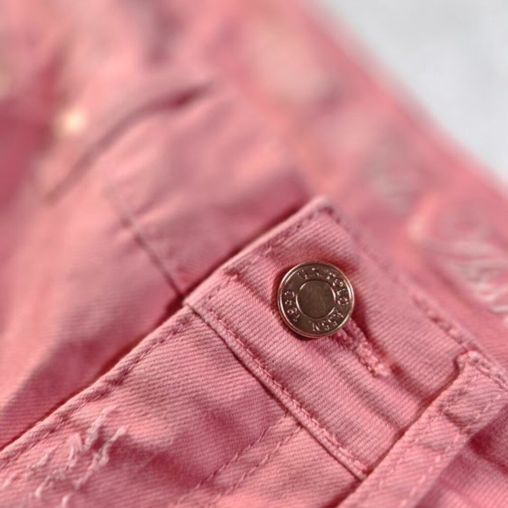 XS U.S. Polo Assn. Women's Size 2 Baby Pink Distressed Cotton Denim Cuff Shorts - Picture 3 of 8